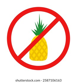 Vector No Pineapple Sign on White Background
