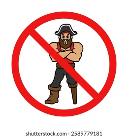 Vector No Pirate Sign on White Background