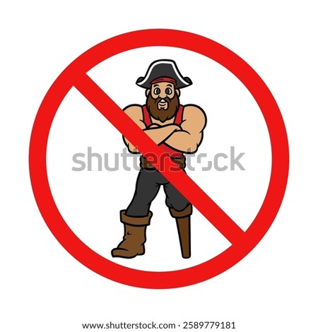 Vector No Pirate Sign on White Background