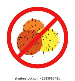 Vector No Rambutan Sign on White Background