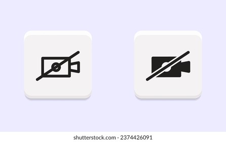 Vector no record symbol in neumorphism buttons or neumorphic style