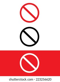 Vector 'No' sign set in color, black and reverse