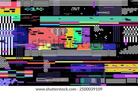 Vector no signal background or tv distortion banner. Channel broadcasting retro backdrop or vintage analog transmission error. Antenna striped noise. Broadcast communication test screen. Media