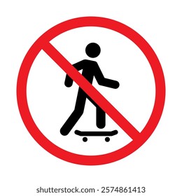 Vector No Skateboarding Sign on White Background