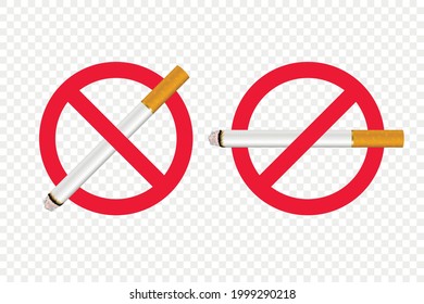 Vector No Smoking Area Sign, Symbol, Label Set Isolated. Realistic 3d Cigarette. Do Not Smoke Here. May 31st World No Tobacco Day. No Smoking Day. Stop Smoking Campaign, Concept