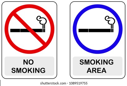 Vector no smoking and smoking area -signage and symbols