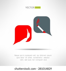 Vector no smoking dialog background. Cigarette forbidden sign. Health concept.