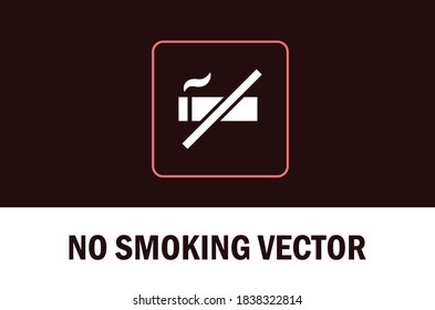 Vector of no smoking icon isolated on dark background. For designer.