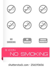 Vector no smoking icon set on grey background