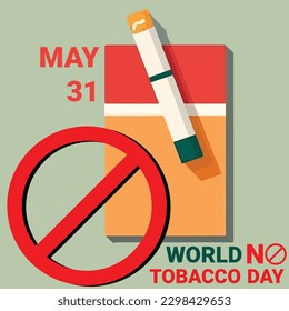 vector of no smoking sign with cigarette isolated on soft green background. to celebrate world no tobacco day may 31