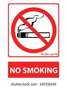 Vector  no smoking sign. red background isolated