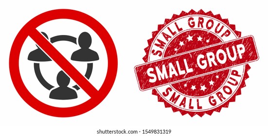 Vector No Social Networks Icon And Rubber Round Stamp Seal With Small Group Text. Flat No Social Networks Icon Is Isolated On A White Background.