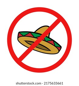 Vector No Sombrero Sign on White Background