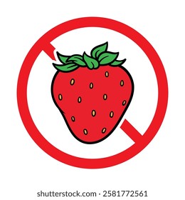 Vector No Strawberry Sign on White Background