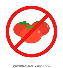 Vector No Tomato Sign on White Background