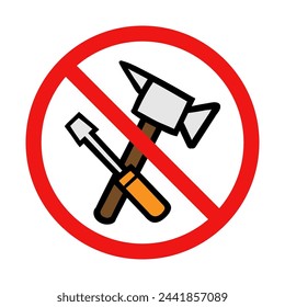 Vector No Tools or Repair Sign on White Background