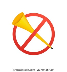 Vector no vuvuzela mark. Vuvuzela trumpet, pipe, bugle for soccer. Concept graphic sport play element. Vector illustration