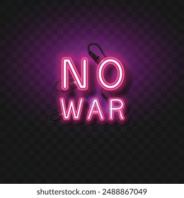 Vector of No War neon design.