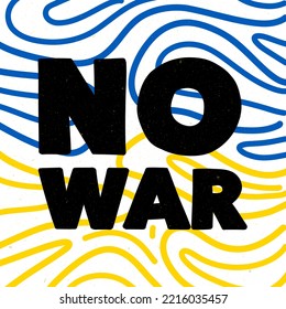Vector no war in Ukraine with on an isolated background against the background of the flag of Ukraine.