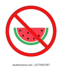 Vector No Watermelon Sign on White Background