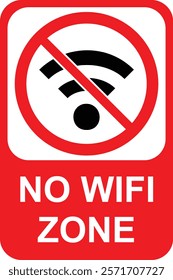 Vector of No WIFI signal icon. WIFI prohibited sign, no WI-FI zone