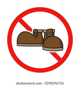 Vector No Work Boots Sign on White Background