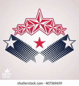 Símbolo 3d corporativo noble vector. Emblema de diseño web y gráfico con cinco estrellas pentagonales,?? plantilla detallada. Tema del concepto de premio.