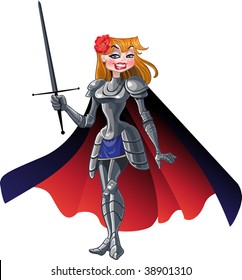 vector noble princess knight in cloak with sword