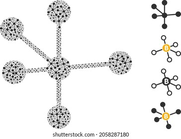 Vector node connections fractal is constructed from repeating fractal node connections parts. Fractal mosaic for node connections.
