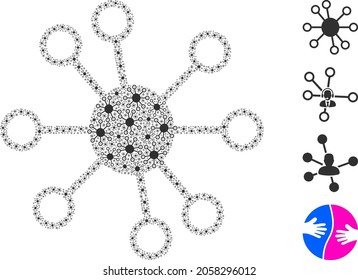 Vector node links fractal is designed of repeating fractal node links parts. Fractal mosaic of node links.