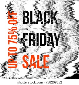 vector noise glitch black friday sale discount decoration abstract modern advertising banner template white background