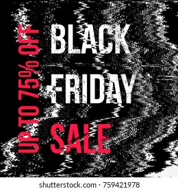 vector noise glitch black friday sale discount decoration abstract modern advertising banner template dark background