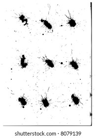 vector noises, dripped, inkblots on white background