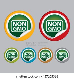 Vector : Non GMO Infographics Icon on Circle Peeling Sticker