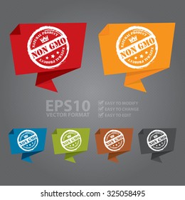 Vector : Non GMO Natural Product Speech Bubble or Speech Balloon Infographics Sticker, Label, Sign or Icon 