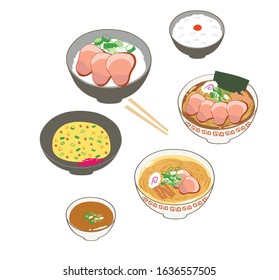 vector noodle food with different variant