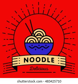 Vector Noodle Icon with Linear Style
