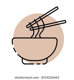Icono de fideo vectorial en el fondo de un círculo beige