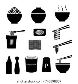 vector of noodle icon set