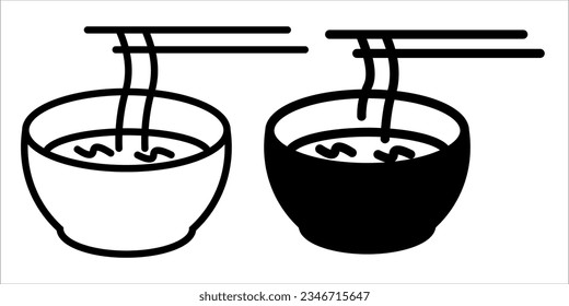 VECTOR NOODLE ICON IN STROKE AND FILL VERSION
