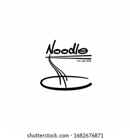 Vektorillustration noodle Logo mit Chopstick für Restaurants.