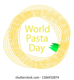Vector Noodles Circle Frame. Italian Spaghetti or Boiled Pasta. World Pasta Day
