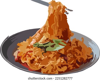vector noodles on a plate