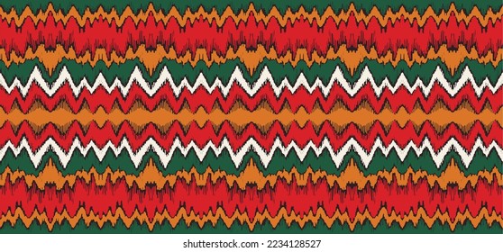 Vector nordic ornament. winter scandinavian seamless pattern, border design for fashion fabric, knit, textile, cross embroidery. Norwegian background with red and blue colors