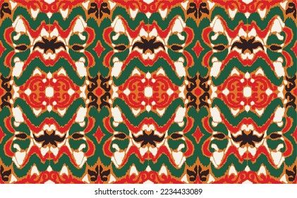 Vector nordic ornament. winter scandinavian seamless pattern, border design for fashion fabric, knit, textile, cross embroidery. Norwegian background with red and blue colors
