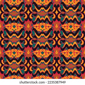 Vector nordic ornament. winter scandinavian seamless pattern, border design for fashion fabric, knit, textile, cross embroidery. Norwegian background with red and blue colors