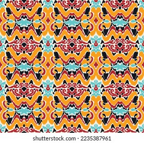 Vector nordic ornament. winter scandinavian seamless pattern, border design for fashion fabric, knit, textile, cross embroidery. Norwegian background with red and blue colors