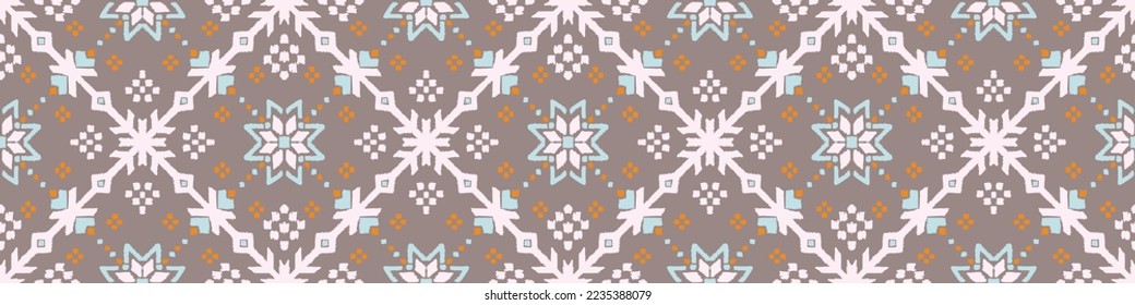 Vector nordic ornament. winter scandinavian seamless pattern, border design for fashion fabric, knit, textile, cross embroidery. Norwegian background with red and blue colors
