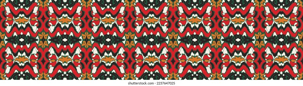 Vector nordic ornament. winter scandinavian seamless pattern, border design for fashion fabric, knit, textile, cross embroidery. Norwegian background with red and blue colors