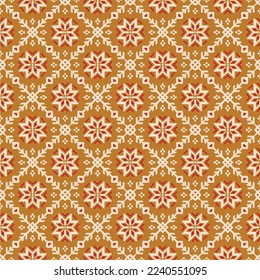 Vector nordic ornament. winter scandinavian seamless pattern, border design for fashion fabric, knit, textile, cross embroidery. Norwegian background with red and blue colors